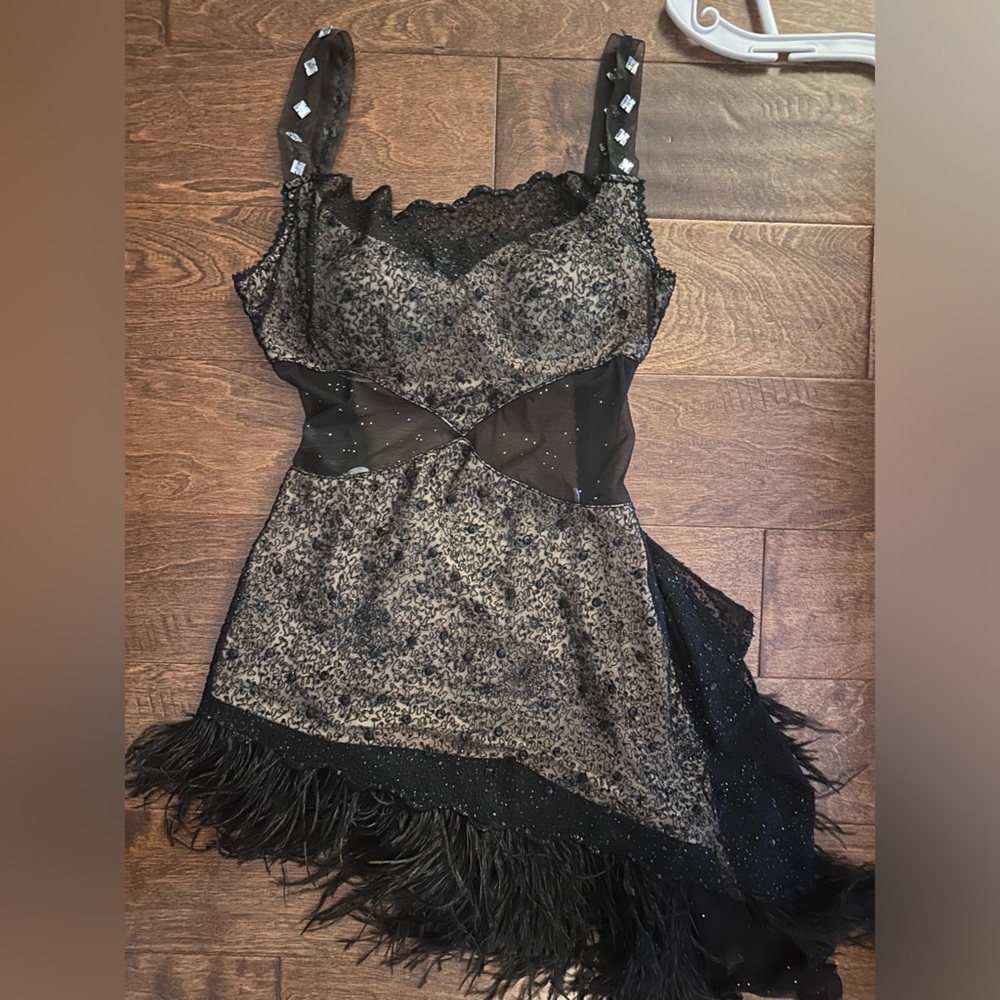 Black sequin dance dress- Halloween Costume Wings